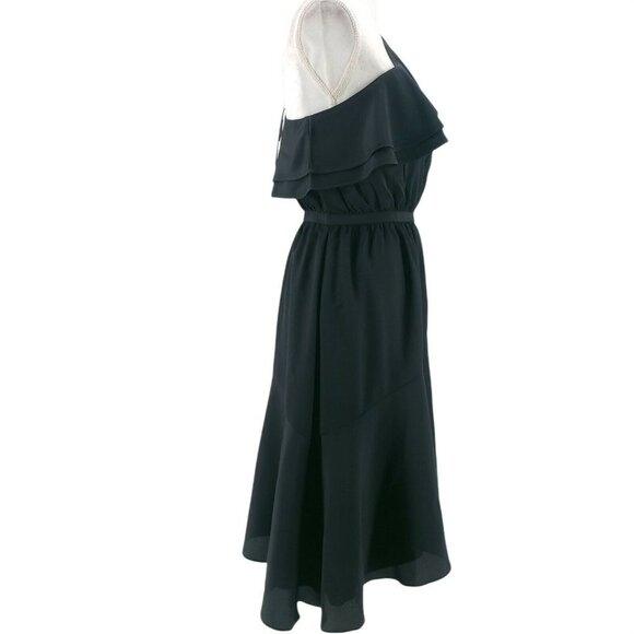 LIKELY Black Ruffle Dress One Shoulder Size 4 - Picture 6 of 10